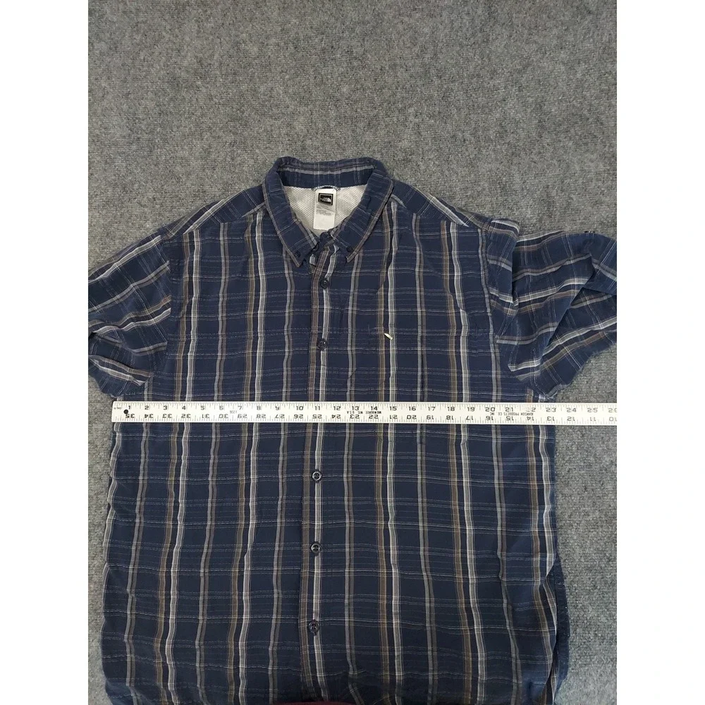 The North Face Shirt Mens XL‎ Blue Plaid Roll Tab Sleeve Outdoor Hiking Utility